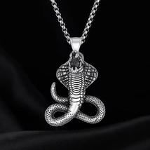 Mens Silver Gothic Punk Retro Serpent Snake Pendant Necklace Animal Jewelry 24&quot; - £7.05 GBP