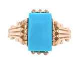 10k Gold Victorian Sleeping Beauty Genuine Natural Turquoise Ring 7.75 (... - $741.51