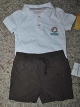 Sonoma Polo Shirt Shorts Summer Set White Brown Boys-size 3/6 mths - $5.94