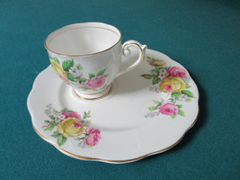 Queen Anne England Manor Roses Snack Tray And Cup Set - £35.52 GBP