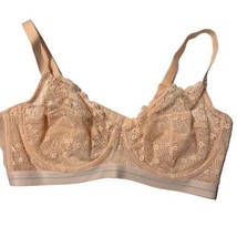 Luvlette Intimates Light Peach Floral Lace Underwire Sheer Bra 40E Adjustable - £7.95 GBP