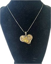 VTG Modernist Sterling Silver Filigree HEART PENDANT w/ Brass Accents NE... - €32,54 EUR