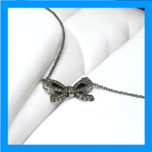 Brighton Silver Ribbon Bow Small Pendant Necklace with Rhinestones 16" image 6