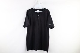 Vintage 90s Streetwear Mens Large Distressed Blank Henley T-Shirt Black USA - £31.81 GBP