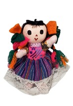 Folk Art Mexican Fiesta Maria Rag Doll  Handmade  Costume Fairtrade 8&quot; Toys - £12.74 GBP