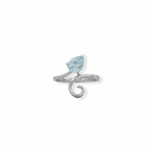 Authentic 925 Sterling Silver Pear Sky Blue Topaz and Swirl Women&#39;s Fashion Ring - $55.00