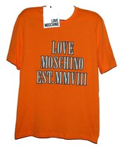 Love Moschino Orange White Logo Cotton Men&#39;s T-Shirt Shirt Size 2XL - $97.70