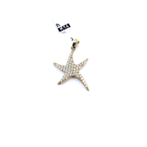 Pendentif unisexe étoile de mer italienne or jaune 14 carats zircone... - £155.66 GBP