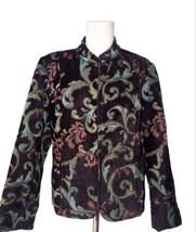 Molly+Maxx Petite Sz PL Tapestry Jacket Blazer Zip Mandarin Collar Damas... - £20.45 GBP