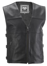 HIGHWAY 21 - 12 Gauge Leather Motorcycle Vest, Black, X-Large - £110.05 GBP