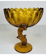 Vintage Indiana Glass Amber Lotus Blossom Pedestal Compote/Candy Dish - $11.54