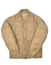 Vintage LL Bean Quilted Puffer Jacket Mens L Khaki Goose Down Made in USA - $76.29