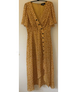 Lulus 90s Style Ochre Yellow Mustard Floral Maxi Slit Sun Dress Small 34" Chest - £23.91 GBP