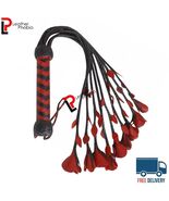 Premium Cowhide Leather Flogger 09 Braided Falls Heavy Duty Red Roses - $26.99