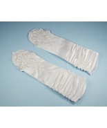 Bridal Prom Costume Adult Satin Fingerless Gloves white Elbow Length Party - $236.82 MXN