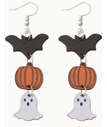 Wooden Halloween Pumpkin Bat Ghost Drop/Dangle Fashionable Earrings For ... - £7.84 GBP