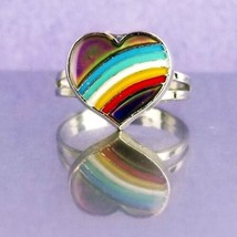 Rainbow Heart Mood Ring Adustable Fashion Jewelry Fits Ring Sizes 3 - 8 image 2
