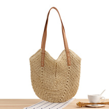Vintage Hand-woven Shoulder Straw Bag, Holiday Beach Straw Bag - $25.99