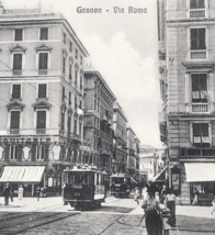 1917 Genova Via Roma Street Scene Streetcar Trolley Postcard Italy Postmarked - £7.58 GBP