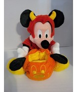 Disney Mickey Mouse Plush Happy Halloween Pumpkin Devil Costume Candy Ho... - £18.10 GBP