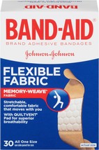 Band-Aid Brand Adhesive Bandages, Flexible Fabric, 1.9 x 7.6 cm, 30 Count, Pack  - £19.97 GBP