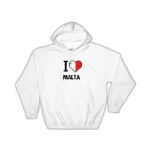 I Love Malta : Gift Hoodie Flag Heart Country Crest Maltese Expat - £28.94 GBP