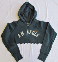 American Eagle Women&#39;s Cropped &amp; Distressed Hooded Sweatshirt Size Medium - £11.97 GBP