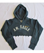 American Eagle Women&#39;s Cropped &amp; Distressed Hooded Sweatshirt Size Medium - $20.58 CAD