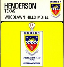 Vtg Cromo Cartolina Henderson Texas Tx Woodlawn Hills Motel 9x4 Amicizia Inn - £12.04 GBP