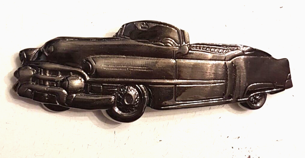 1956 Cadillac Convertible Gun Metal Gray Brooch 3" VTG Car Jacket Hat Badge Pin - $19.74