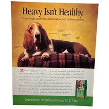 Purina Dog Food Print Ad Vintage 90s Fit and Trim Bassett Hound Weight Control - £7.46 GBP