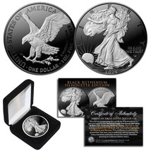 Black Ruthenium Silhouette 1 Troy Oz Us Mint 2024 American Silver Eagle With Box - £65.07 GBP