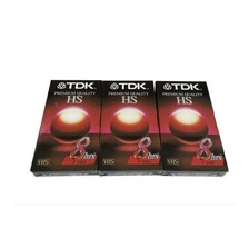 TDK Premium Quality HS T-160 8 Hour Blank VHS Video Cassette (3) Tapes S... - $21.03