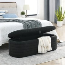 Length 45.5 inchesStorage Ottoman Bench Upholstered Fabric - Black - $206.99