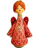 Paper Mache 1960s Music Box Angel Doll Hand Painted Rose &amp; Gold 10&quot; VTG ... - $79.99