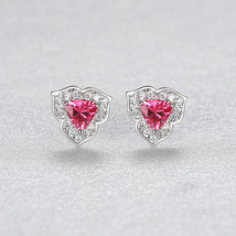 Spinel Earrings S925 Silver Stud Earrings Synthetic Gemstone Colored Gem... - £22.38 GBP