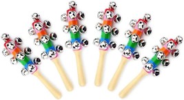 ZEAVOLA 6Pcs Wooden Jingle Hand Bells,Rainbow Handle Wooden Bells Jingle... - £25.57 GBP