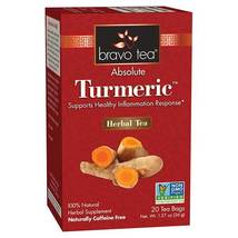 Bravo Herbal Tea Absolute Turmeric 20 Bags Healthy Inflammation Response Non-GMO - £5.56 GBP