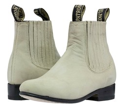 Boys Toddler Off White Nubuck Plain Leather Ankle Boots Western Dress Round Toe - £43.95 GBP