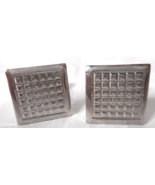 Silver Tone Modernist 5/8&quot; Square Grid Design Cufflinks Bullet Back - $8.99