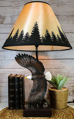 Wings Of Glory Soaring Bald Eagle Soaring Over Rocky Mountain Table Lamp 20"H