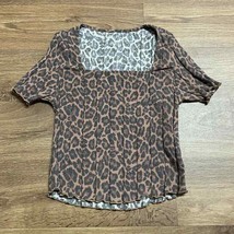 American Eagle Outfitters Animal Print Crop Top Lettuce Hem Size Small B... - £14.20 GBP