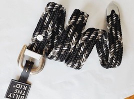 Billy The Kid Boy&#39;s Braided Belt Size LARGE (28-30) Silver Hardware New Black - £8.39 GBP