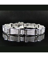 2.90 Ctw Real Moissanite 14K White Gold Plated Statement Link Men's Bracelets 8" - €234,15 EUR