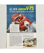 Vintage 1960 Johnson Outboard Boat Motor Color Magazine Print Ad V75 Sea... - $9.05 CAD