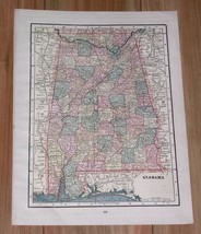 1896 Original Antique Map Of Alabama - £13.36 GBP