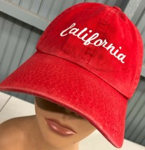 J. Galt Newport Beach California Script Red Strapback Baseball Cap Hat  - £12.20 GBP