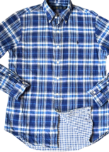 Ralph Lauren Shirt Mens Size Medium Blue Plaid Flannel Button Down Long ... - $19.48