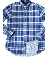 Ralph Lauren Shirt Mens Size Medium Blue Plaid Flannel Button Down Long ... - €16,68 EUR