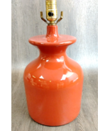 1960s Ceramic Glaze Burnt Orange Table Lamp 13&quot; Tall Funky Mid Century M... - £55.44 GBP